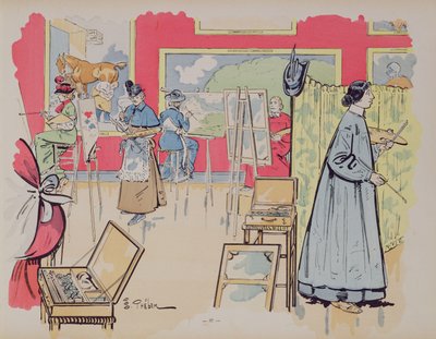 Ladies attending a painting class, 1902 by E. Thelem